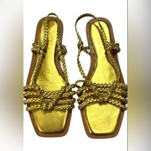 Zara Gold Braided Sandals